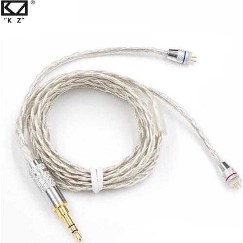 KZ Earphones Braided Cable A Pin Interface Silver Plated 3.5mm Headphone Upgrade Wire for ZS5 ZS6 ZSA ZS3 ZS3E ZS4 ED16