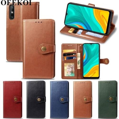 OEEKOI Pure Color PU Leather Wallet Flip Cover Case for Huawei Enjoy 10e