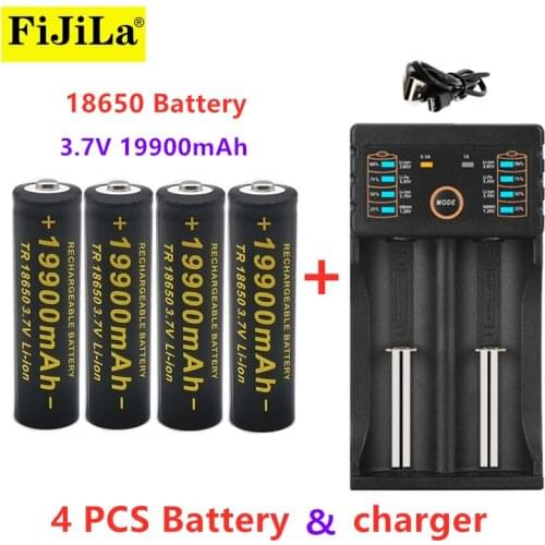 OK New 18650 battery 3.7V 19900mAh rechargeable liion battery for Led flashlight battery 18650 battery Wholesale +USB charger