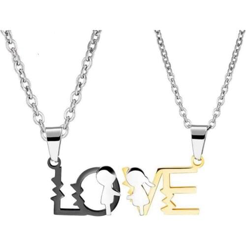 Stainless Steel Men Women English Word Love Pendant Necklace Couple Lovers Letter Love Necklaces Gift For Him