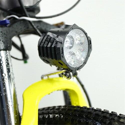 Electric Bicycle Led Headlight 12w Waterproof E Bike Super Bright Front Light Flashlight 4 Lights With Horn Speaker Headlights