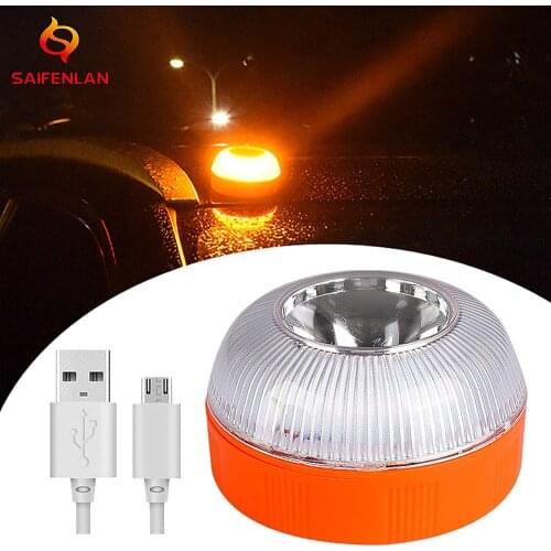 Rechargeable USB V16 Car Emergency Light Beacon Lamp LED Roadside Safety Warning Flashing Lamp LED Car Flare Magnetic Work Light