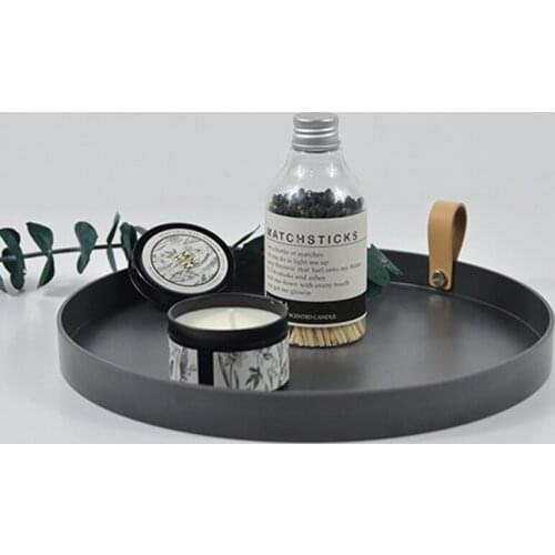 Cutelife Nordic White Round Plastic Leather Jewelry Tray Living Room Kitchen Table Ring Tray Storage Sofa Tray With Handle Decor