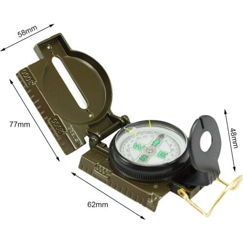 Hiking Compass Multifunctional Military Sighting Navigation Lensatic Compass with Inclinometer Portable for Camping Backpacking