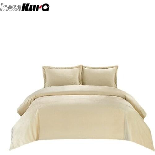 Pure Color Velvet Quilt Cover Three-piece Quilt Cover Dyed Bedding Soft and Breathable Home Twin Bed Sheets Fitted Sheet Full