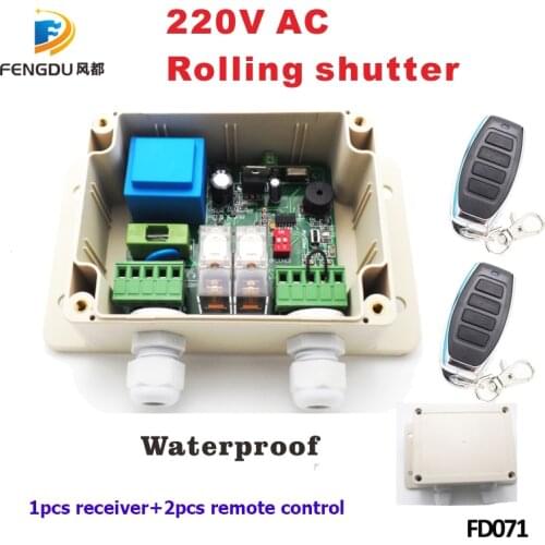 1PCS Receiver+2PCS Remote conotrol 220v 433mhz remote controller roll up doors aluminum roller shutter rf receiver