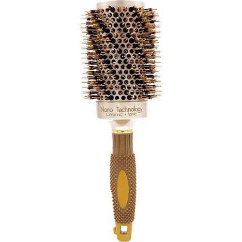 Professional Gold Hairdresser Round Brush For Hair Curling Ceramic Ionic Round Comb Boar Bristle Aluminum Barrel Brushes Salon