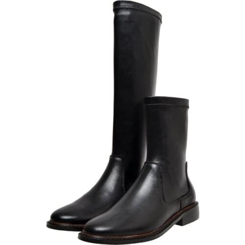 SKLFGXZY European Genuine leather Womens boots The knee boots Stretch socks childrens boots Womens shoes