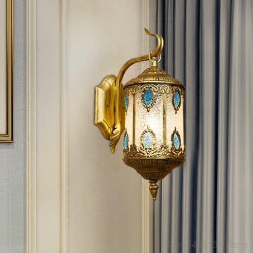 Mediterranean Retro Led Wall Lamp Stained Glass Wall Sconce Light Fixtures Bedroom Bar Living Room Dining Room Wall Decoration
