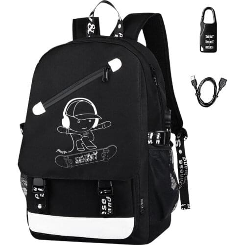 Anime Luminous Backpack Noctilucent School Bags College Daypack with USB Chargeing Port Travel Laptop Bag For Boy Girls Men