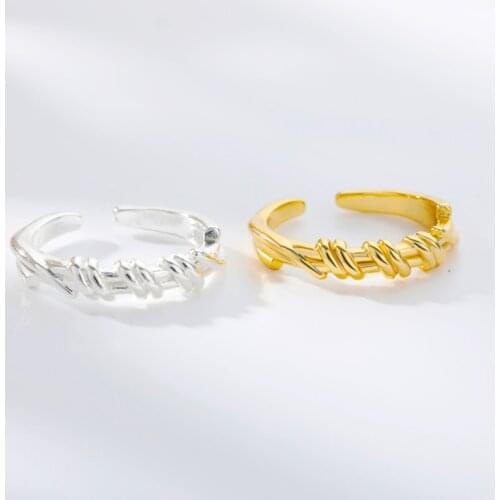 Vintage Spiral Rings For Women Girls Gold Stainless Steel Ring Adjustable Open Cuff Gothic Rings Jewelry Bague Femme