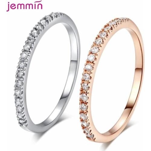 Rhinestone Finish Rings Female Casual Fashion Accessories Dating Rose Gold Ring 925 Sterling Silver Jewelry