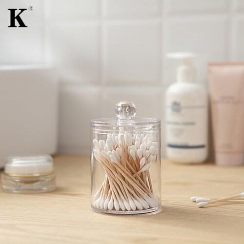 1pcs Cosmetics Storage Box Makeup Organizer Bathroom Jar Cotton Swab Cotton Pad Jewelry Round Plastic Box Storage Container