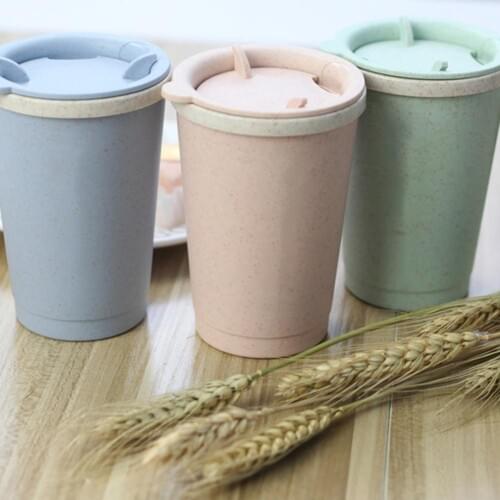 1PC Mug Leakproof Double-wall Insulation Wheat Fiber Straw Coffee Cup for Travel Coffee Mug Tea Mugs cup