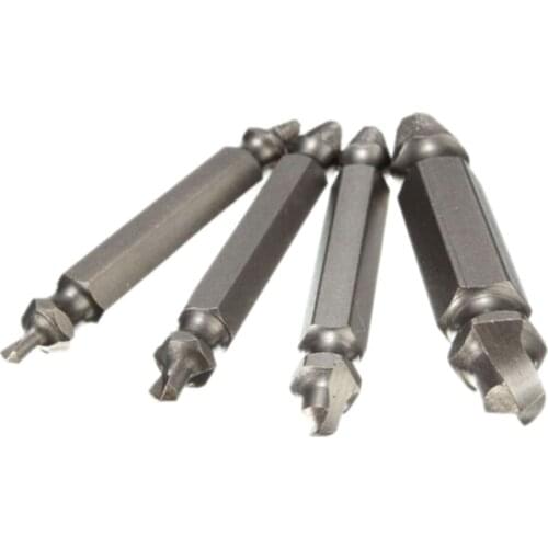 4pcs/1set Damaged Screw Drill Bits Extractor Remover Easy Out Bolt Stud Tool