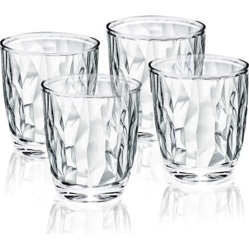 Packaged 4PCS Plastic Cup Drinking Glasss Cold Juice Tea Coffee Easy Clean Stackable