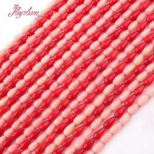 4x6mm Smooth Drop Coral Beads Natural Stone Beads For DIY Necklace Bracelets Earring Woman Jewelry Making 15" Free Shipping