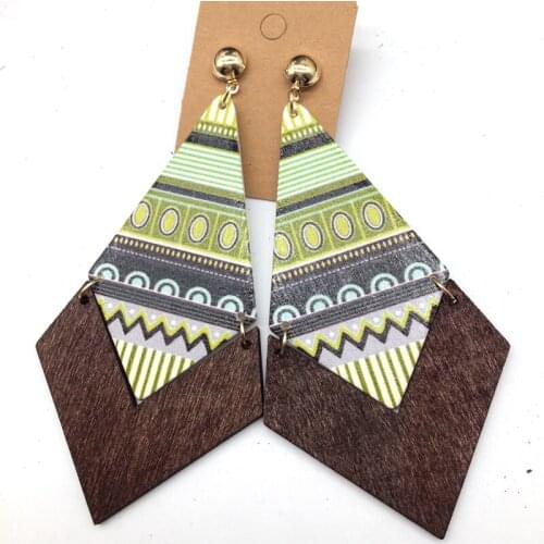 6pairs/lot !!Free Shipping!Geometric Shape Wooden Earrings can mixed 6 colors