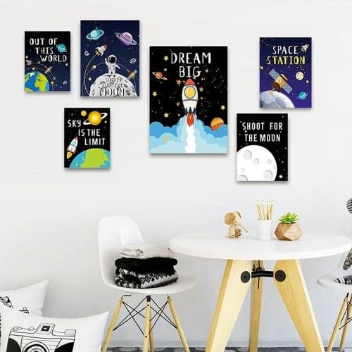 Diamond painting cartoon universe space planet diamond embroidery cross stitch kit inspirational rocket astronaut home decoratio