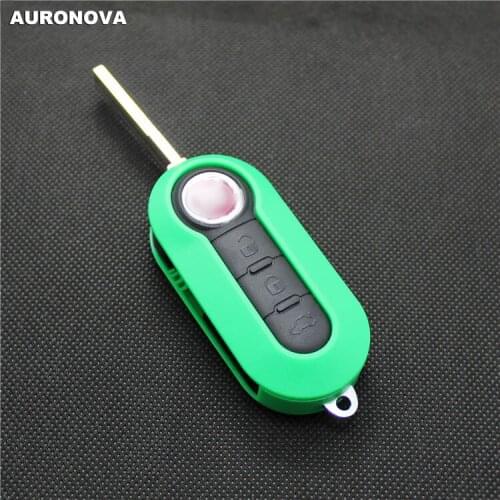 AURONOVA New Replace Original Key Shell for FIAT 500 Panda Punto Bravo 3 Buttons Personalized Car Key Case Pure Green