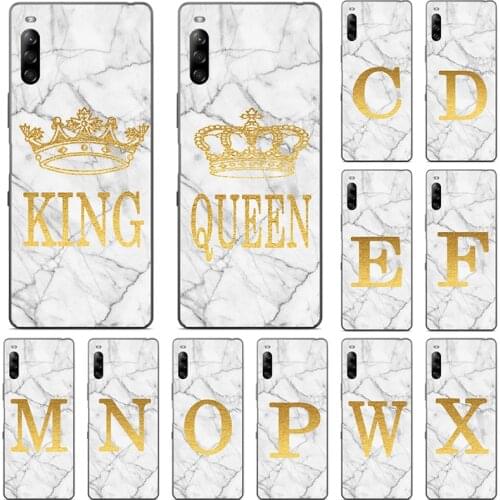 Phone Case for Sony Xperia L4 L3 L2 L1 10 II 5 II 1 II White Marble Golden English Letter Fashion Name Back Cover Fundas Shell