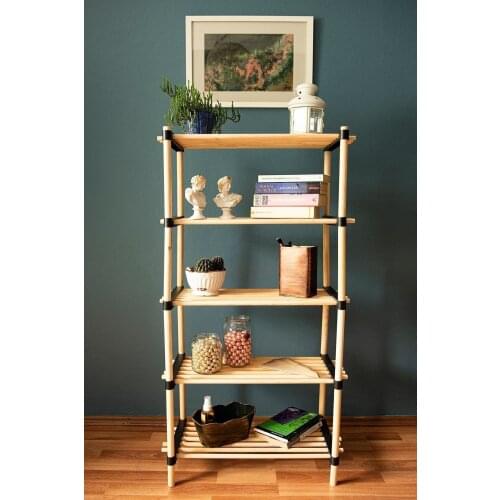 Decorative bookcase shelf minimalist simple stylish modern natural wood useful books for living room furniture ergonomic
