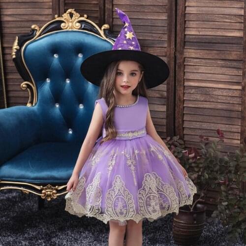 BH-A752A#Girls Childrens wear Flower Girl Dresses party dress Embroidery lace Red Violet cheap wholesale Christmas Childrens Day costumes