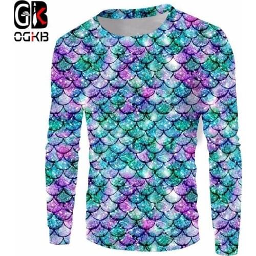 OGKB Wholesale 5xl Oversize Sweatshirt Men/Womens Cool Print Fish Scale 3d Hoodies Pullover Autumn Coat Winter Loose Knit Jumper