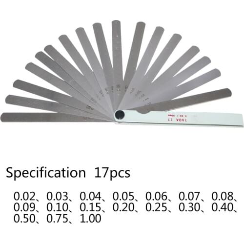 150A 17 Blade Metric Feeler Gauge 0.02-1.00mm Gap Filler Thickness Measurement Tool