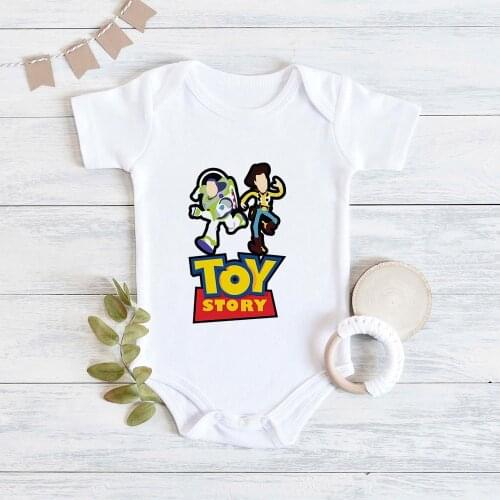 Toy Story Summer Newborn Bodysuits Casual Short Sleeve Buzz Lightyear Woody Print Infant Jumpsuit Fashion Baby Romper