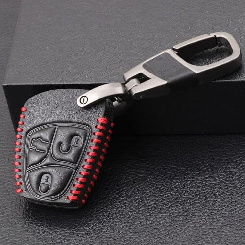 Leather Key Case for Car 3/4 Buttons Smart Key Case Shell Fob Cover for Mercedes-Benz B C E ML S CLK CL Vito 639 Smart Key