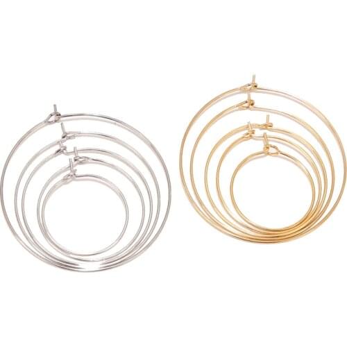 20pcs/Lot Gold Stainless Steel Circle Earwire Hoops Loop Earrings for DIY Dangle Earring Jewelry Making Supplies 20mm 30mm 40mm