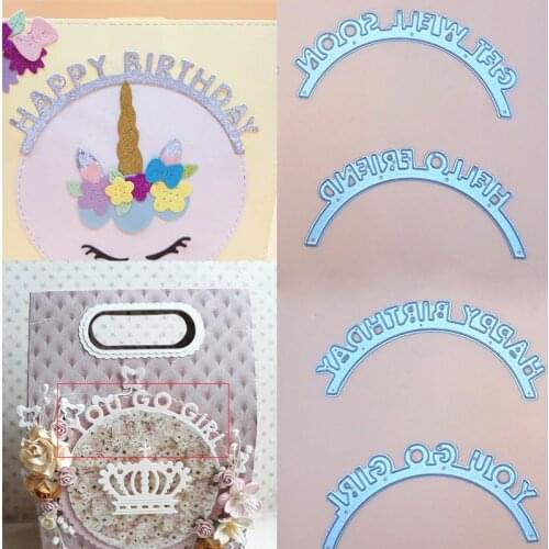 Metal Cutting Die Blessed Words Happy Birthday Dies Scrapbooking Stencil Template for Paper Album Card Gift Decor Knife New Dies