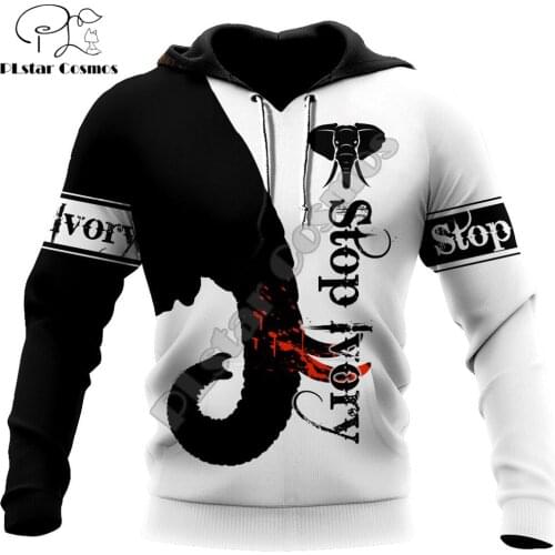 Fashion Autumn Hoodies Premium Elephant Stop Ivory 3D Printed Mens Sweatshirt Unisex Zip Pullover Casual Jacket DW0197