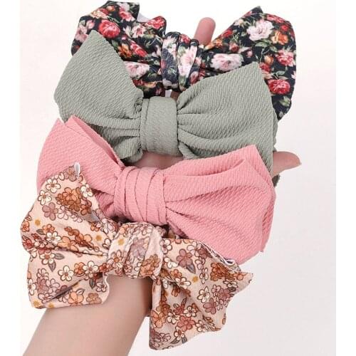 20 pcs/lot, Fashion Turban Headband Baby Girls Knot Bow Printing Floral Plaid Leopard Heaswrap Newborn Toddler Hair Accessories