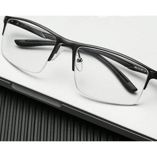 Men Fashion Sports Business Ultralight Al-Mg Alloy Half-Rim Custom Made Myopia Glasses -1 to -6 and Reading Glasses +1 to +4