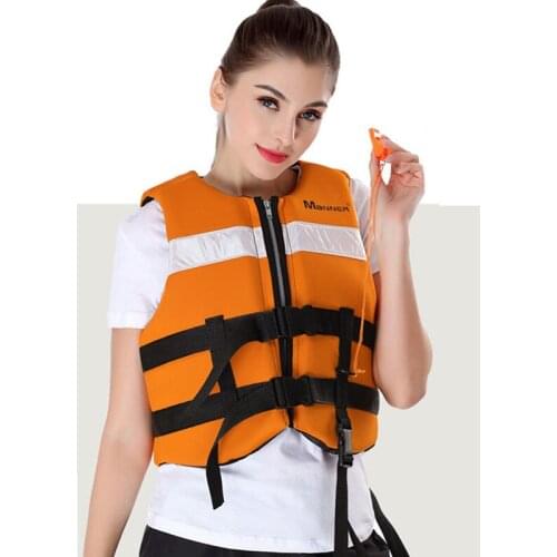 Woman Men Rowing Aid Neoprene Life Vest Surfing Boating Swimming Water Sports Life Jacket with Whistle