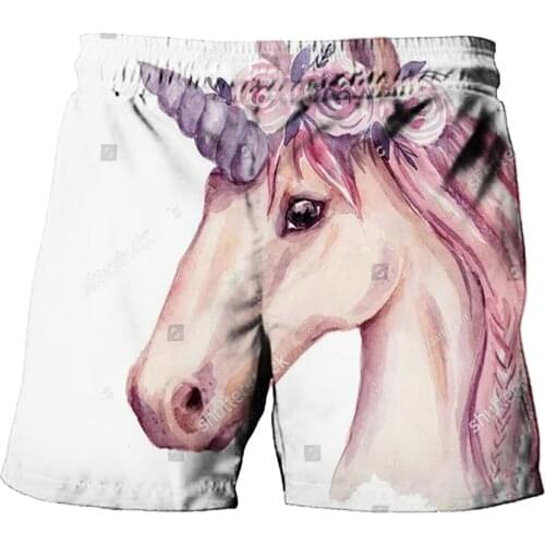 New Fashion 3D Printed Unicorn Beach Shorts for Boys and Girls Swimwear Seaside Vacation Childrens Swimsuit 12 years old 4-14T