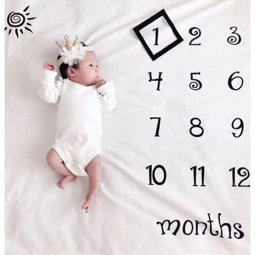 2021 Newborn Baby Milestone Blankets Photography Blanket Flower Print Soft Blanket DIY Infant Photography Props gift 100*120cm