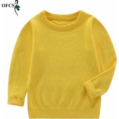 OFCS New Boy Fall Solid Color Render Unlined Upper Garment Of Cotton Girls Turtleneck Collar Sweater Joker Childrens Sweaters