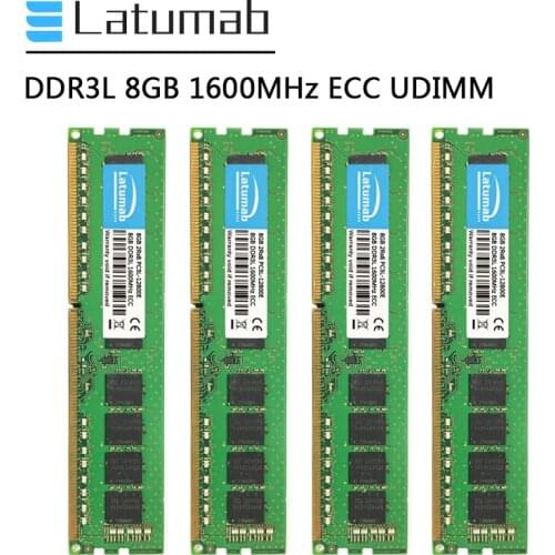 Latumab DDR3L 8GB 16GB 32GB 1600MHz Workstation Memory 240Pin ECC UDIMM PC3L-12800E Memoria RAM DDR3 1.35V ECC Unbuffered RAM