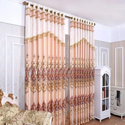 Peach pink Lace cortina infantil Free shipping violet embroidery curtains for hotel European finished curtains with tulle sheet