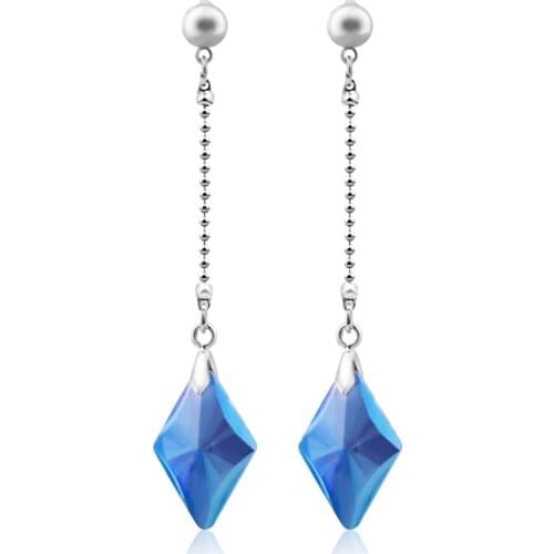 Luxurious temperament Fashion Geometry Vintage Long rhombus Crystal earrings for girls women Multiple colors Indian jewelry