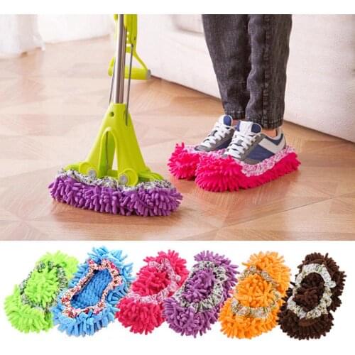 Shoes Cover Mop Home Floor Cleaning Slipper Chenille Micro Fiber Shoes Covers Drag Mop Micro Velvet Shoes Clearn Cloth