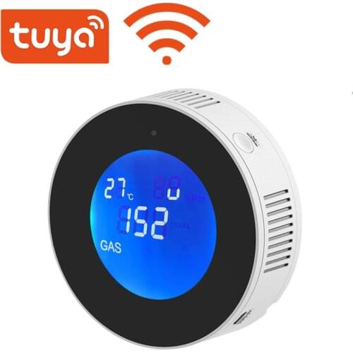 Tuya Wifi Smart Natural Gas Alarm Sensor With temperature function Combustible Gas Leak Detector LCD Display Smart Life App