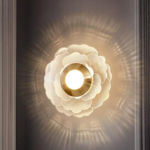 Rose Flower Type Thunder Pattern Leaf Wall Lights for Home Lighting for Living Room Bedroom Bedside Entrance Porch Indoor Decor