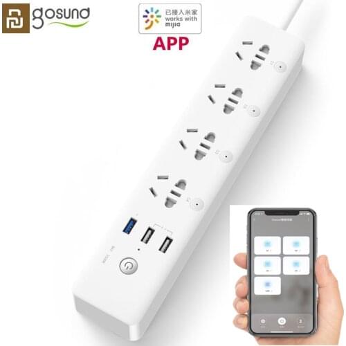 Youpin Gosund Smart Power Strip Fast Charging 4 Sockets 4 Individual Switches 3 USB 18W QC3.0 Extension Sockets Charger Wifi For