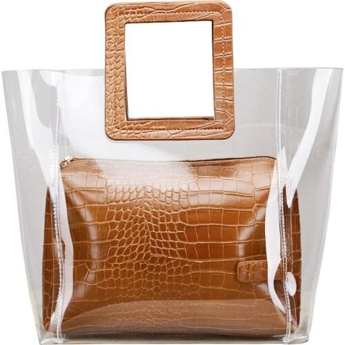Women Jelly Candy Clear Transparent Fashion Tote Bags Beach Bag Ladies Solid Transparent Chic Bags Ladies Trend Handbags