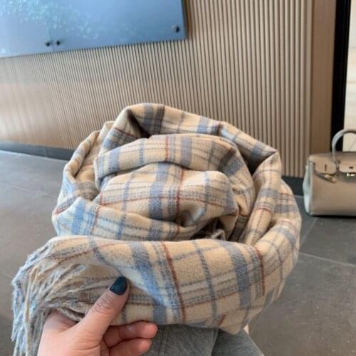 2020 autumn scarf for women winter, new fresh and versatile plaid scarf imitation cashmere warm long shawl for ladies