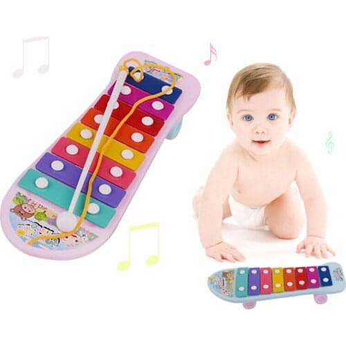 1Pc Hand Knocking Piano Skateboard Car Shaped 8 Scales Piano Toy Baby Kids Toy Musical Instrument Early Learning Toys